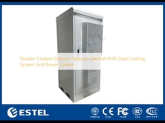 Armário de telecomunicações exterior revestido com pó com sistema de resfriamento duplo e sistema de alimentação