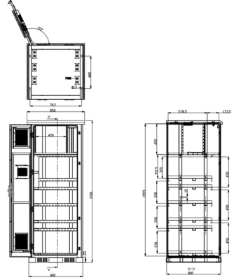 Aceros galvanizados 32U Revestimento de telecomunicações ao ar livre Equipado com 4 ventiladores de resfriamento
