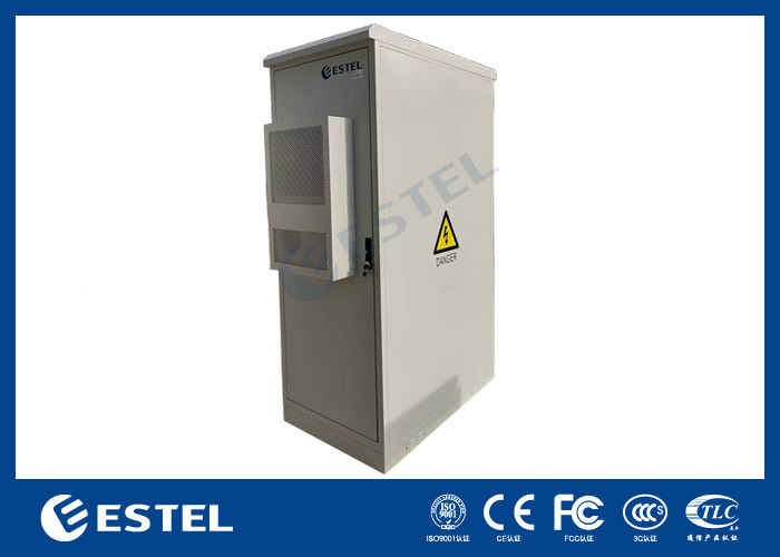 Armário de Telecomunicações Exteriores de Aço Galvanizado de Duas Portas 42U Integrado com 2000W DC Air Conditioning